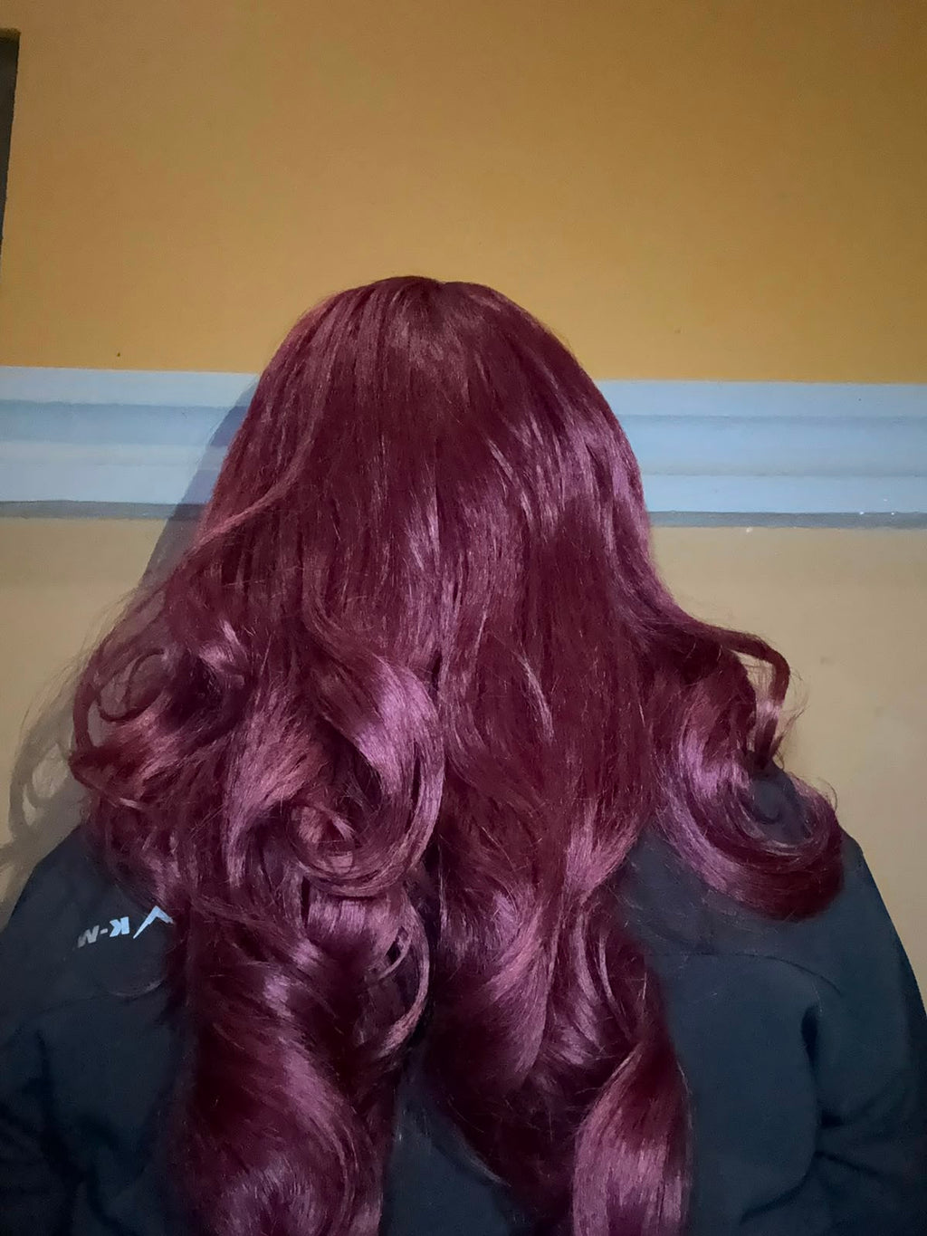 Burgundy headband wig