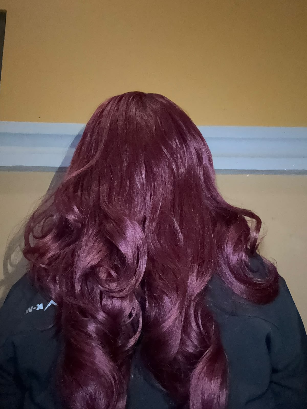 Burgundy headband wig