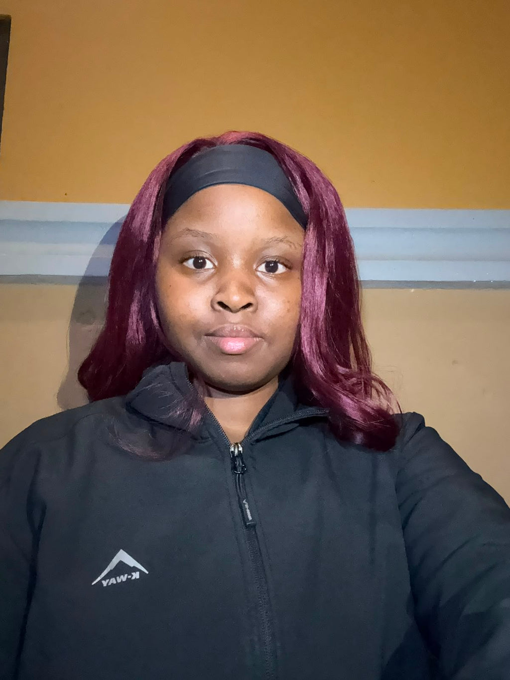 Burgundy headband wig